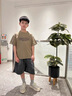 男童夏装2026新款夏季短袖中大儿童男孩薄款痞帅气休闲时尚套装 灰绿色套装 140 实拍图