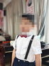 GOKU男童礼服套装幼儿园演出服背带裤夏季小主持人儿童西装毕业服花童 蓝色裤子+衬衫+背带+领结 150 建议体重55-65斤 实拍图