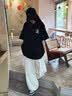 一寸相思2026新款爆款黑色纯棉短袖t恤女夏季宽松显瘦体恤洋气减龄打底衫 黑色 XL (125-145斤） 实拍图