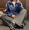 adidas宽松日常舒适运动夹克外套男女春季新款阿迪达斯官方三叶草   深靛蓝   M 实拍图