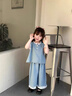 G.duck小黄鸭女童夏装牛仔套装2026新款儿童阔腿裤两件套宝宝夏季衣服 浅蓝色 120 (建议105-115cm 4-5.2周岁) 实拍图