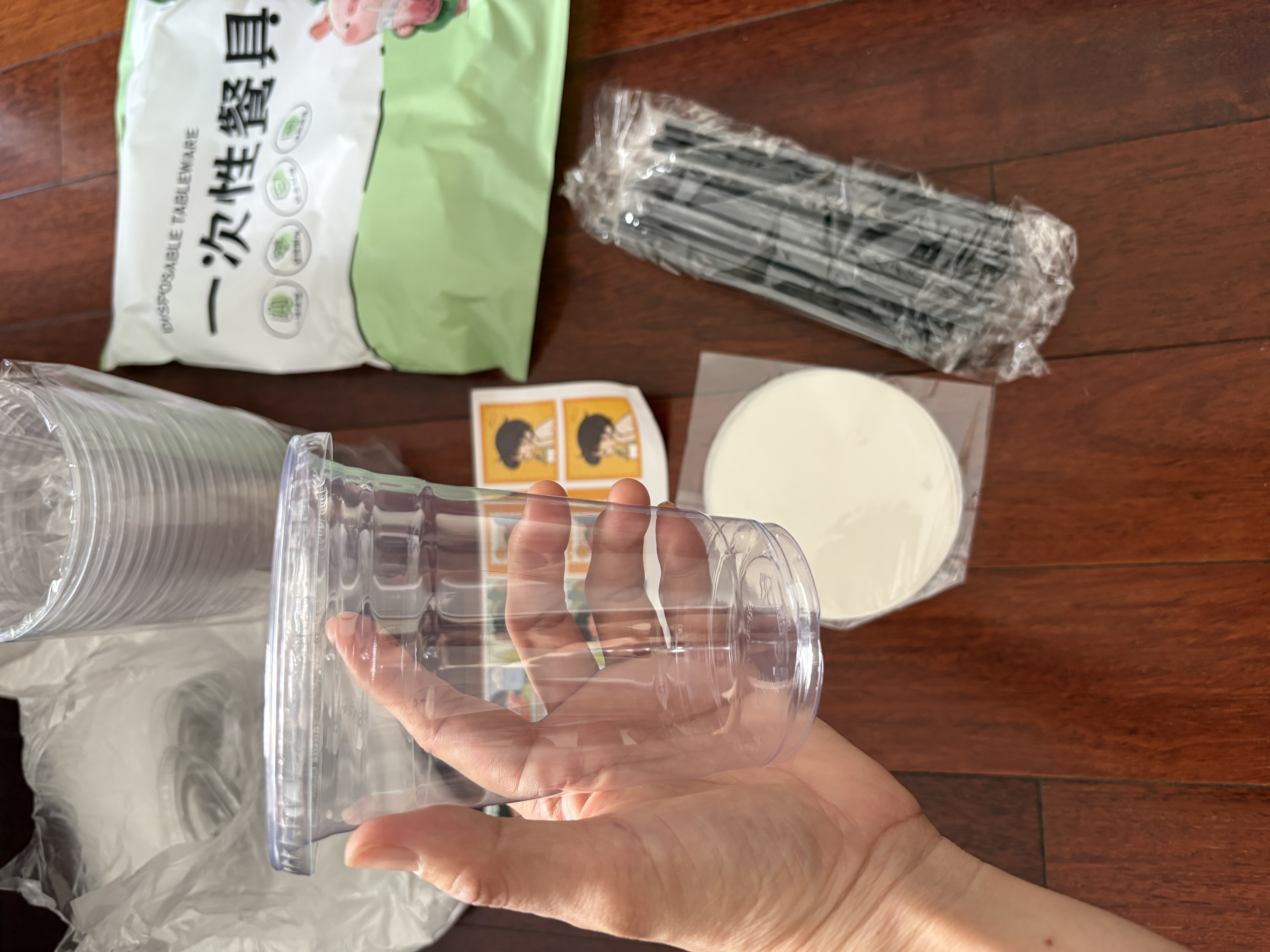 洁日邦一次性奶茶杯自制饮料野餐网红塑料杯打包外带饮品杯500ml 20套 实拍图