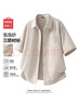 名创优品（MINISO）男士短袖衬衫男夏季三防泡泡纱翻领衬衣薄外套叠穿上衣Z 燕麦 L 实拍图