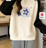 真维斯（Jeanswest）撞色卫衣女插肩圆领2026春季新款宽松显瘦百搭学院风长袖上衣服女 实拍图