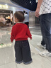 戴维贝拉（DAVE＆BELLA）儿童开衫女宝宝衣服小童毛衣外套幼儿上衣秋装新款女童针织衫 红色【DB3243397-A】 90 cm（建议身高80-90cm） 实拍图