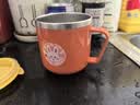 COOKSS儿童水杯牛奶杯316不锈钢学饮杯宝宝1-3岁带吸管杯喝水带刻度橙 实拍图