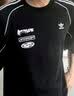 adidas机车风宽松纯棉运动圆领短袖T恤男装阿迪达斯官方三叶草 黑色/白 XL 晒单实拍图