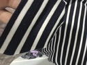 Navigare小帆船全棉长袖T恤春秋款内搭女航海风一字领条纹上衣2335005502 实拍图