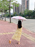 七麦麦全自动三折雨伞学生儿童晴雨伞环扣手柄可挂书包圆角防戳粉色 实拍图