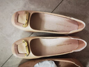 ZHR女鞋浅口单鞋女春秋粗跟通勤妈妈皮鞋2026新款船鞋女AH378杏色37 实拍图