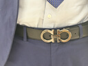 菲拉格慕（Ferragamo）腰带男士商务双面板扣皮带牛皮 3.5CM宽 圣诞礼物 送男友礼盒装 黑棕荔枝纹/枪色扣679710-689134 实拍图
