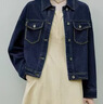 茵曼（INMAN）章若楠同款复古休闲短款牛仔外套2026春季长袖上衣 深牛仔蓝-18518171 S 实拍图