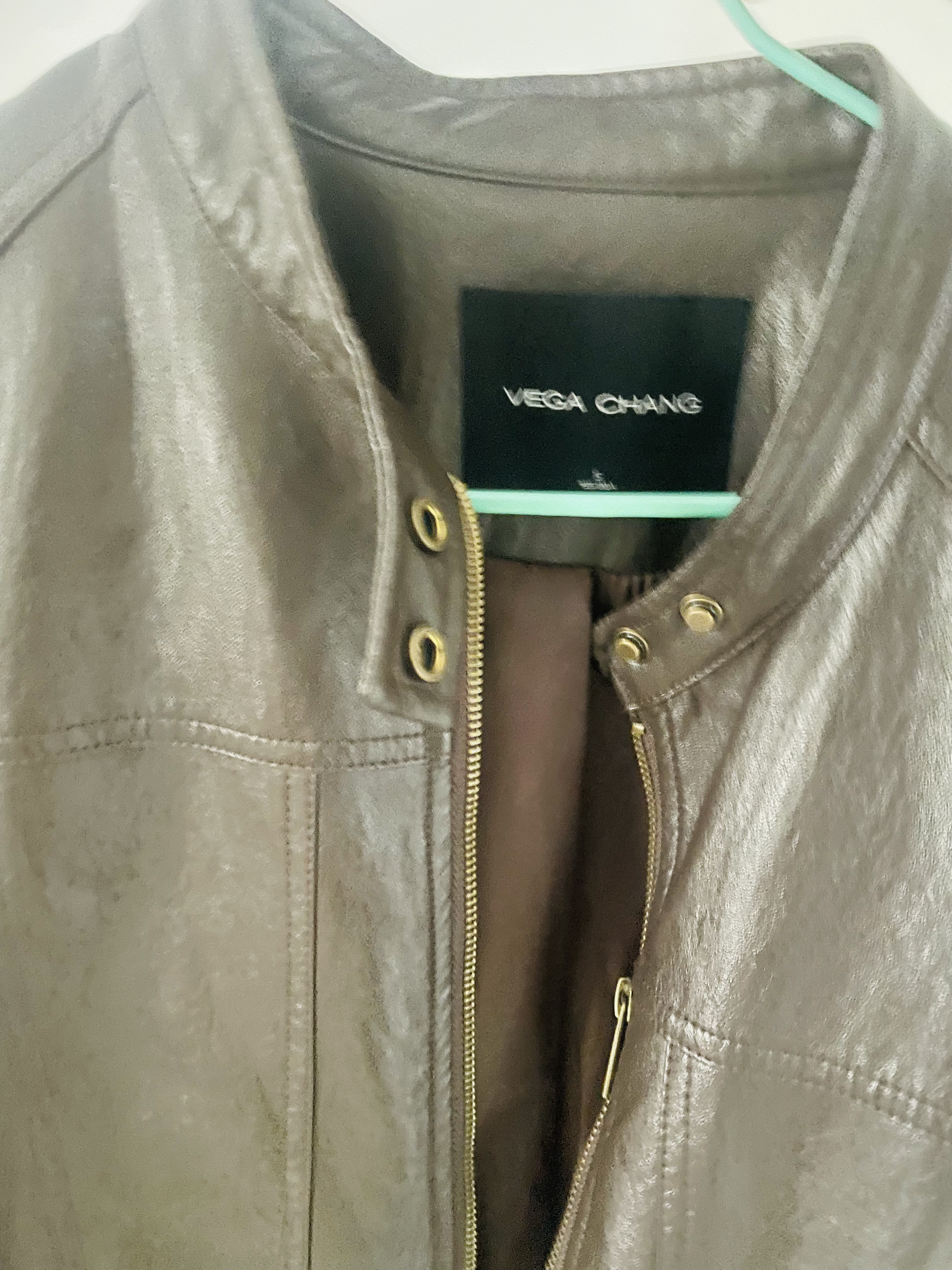 VEGA CHANG皮衣短外套女小个子2026年新款春装布朗尼酷飒风皮夹克薄外套 琥珀棕 S 晒单实拍图