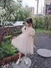 玫初莎女童夏款国风连衣裙2026新款夏季洋气时髦儿童汉服公主裙女孩裙子 杏色 120 【建议身高115cm左右】 实拍图