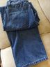 真维斯（Jeanswest）牛仔裤女夏季高腰显瘦显高设计感直筒拖地阔腿长裤子女深蓝色L 实拍图