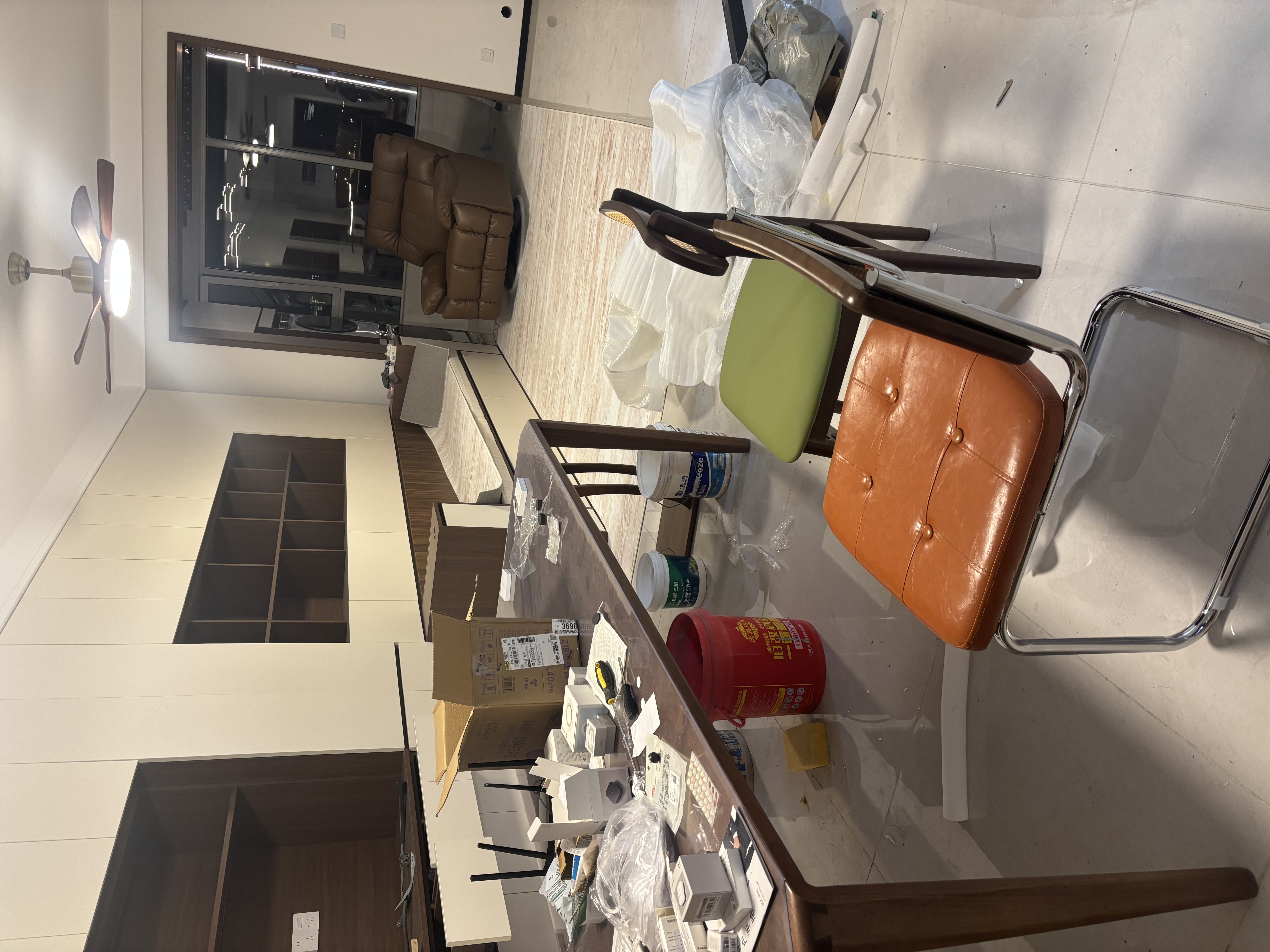 致喜中古风实木餐椅法式复古休闲酒店藤编椅子靠背椅家用软包餐桌凳子 胡桃色实木框架+果绿色皮面 实拍图