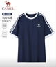 骆驼（CAMEL）迪丽热巴同款纯柔棉T神宽松男女短袖t恤 C36BAXLN090 墨蓝 L 实拍图