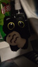 Murcia可爱呆萌抱小鱼大眼黑猫挂件毛绒玩偶情侣包挂件创意小黑猫钥匙扣 实拍图