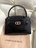 CHARLES&KEITH鳄鱼纹凯莉包手提斜挎婚包包女包生日礼物CK2-50270880-1 Black黑色 S 实拍图