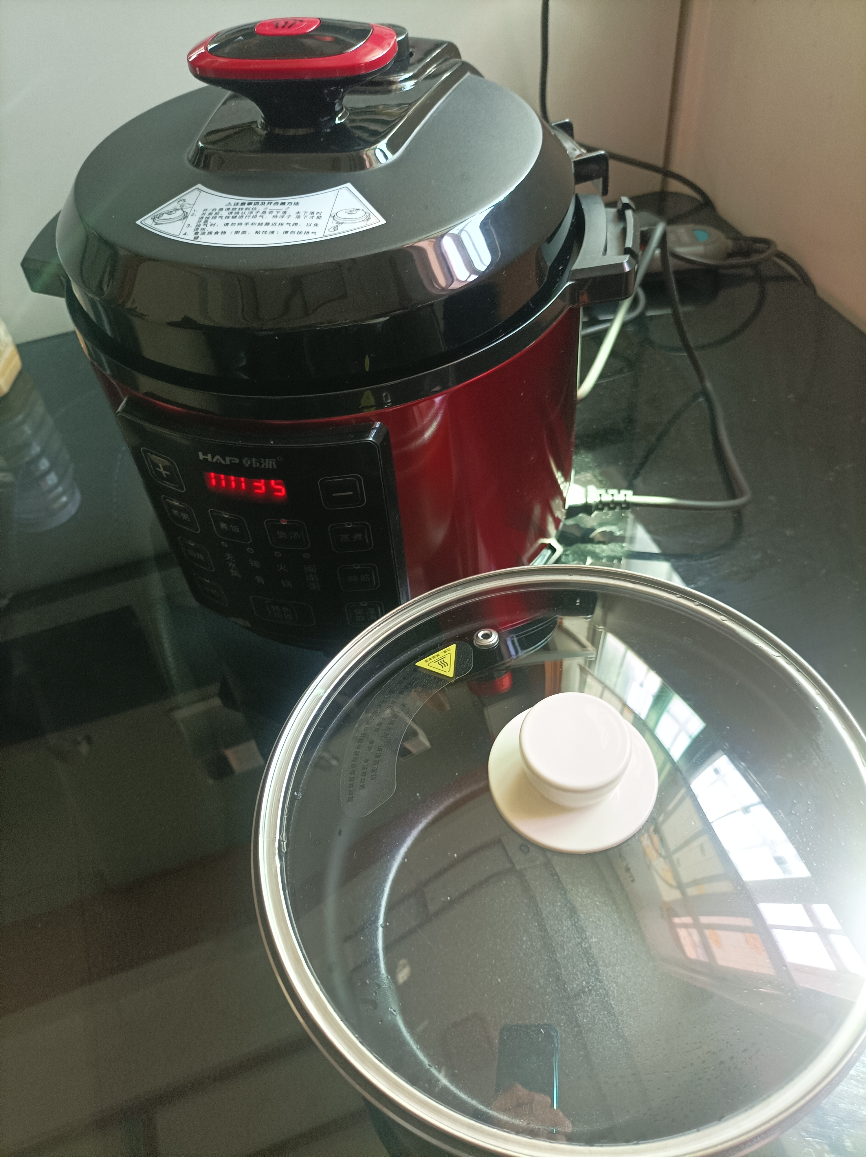韩派电压力锅鸳鸯锅家用多格电饭锅高压双胆分格电饭煲两格内胆大容量多功能5升不粘内胆鸳鸯胆 韩派红【三格胆+黄晶胆+双盖】+蒸盘 5L 实拍图