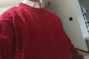 gxgjeans男装 多色基础刺绣绞花保暖圆领毛衣针织衫男25年冬新品 安哥拉红 M (170) 实拍图