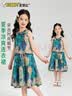史努比女童连衣裙2026夏季新款无袖复古国风童裙中小童时尚宽松舒适裙子 蓝色 140 建议身高131-140cm 实拍图