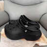 卡骆驰（CROCS）贝拉洞洞鞋沙滩鞋包头女鞋厚底拖鞋|210062 黑色-001 37 (230mm) 38 实拍图