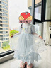 迪士尼（Disney）女童连衣裙儿童爱莎公主网纱裙小女孩节日表演裙 HXM092蓝色120cm 实拍图