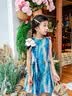 迪士尼（Disney）女童连衣裙夏季扎染无袖抽褶度假沙滩裙中大童出游背心裙 蓝130 实拍图