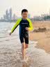 小猪托尼男童泳衣长袖防晒耐氯儿童游泳衣分体6-15岁青少年泳衣大童泳衣 实拍图