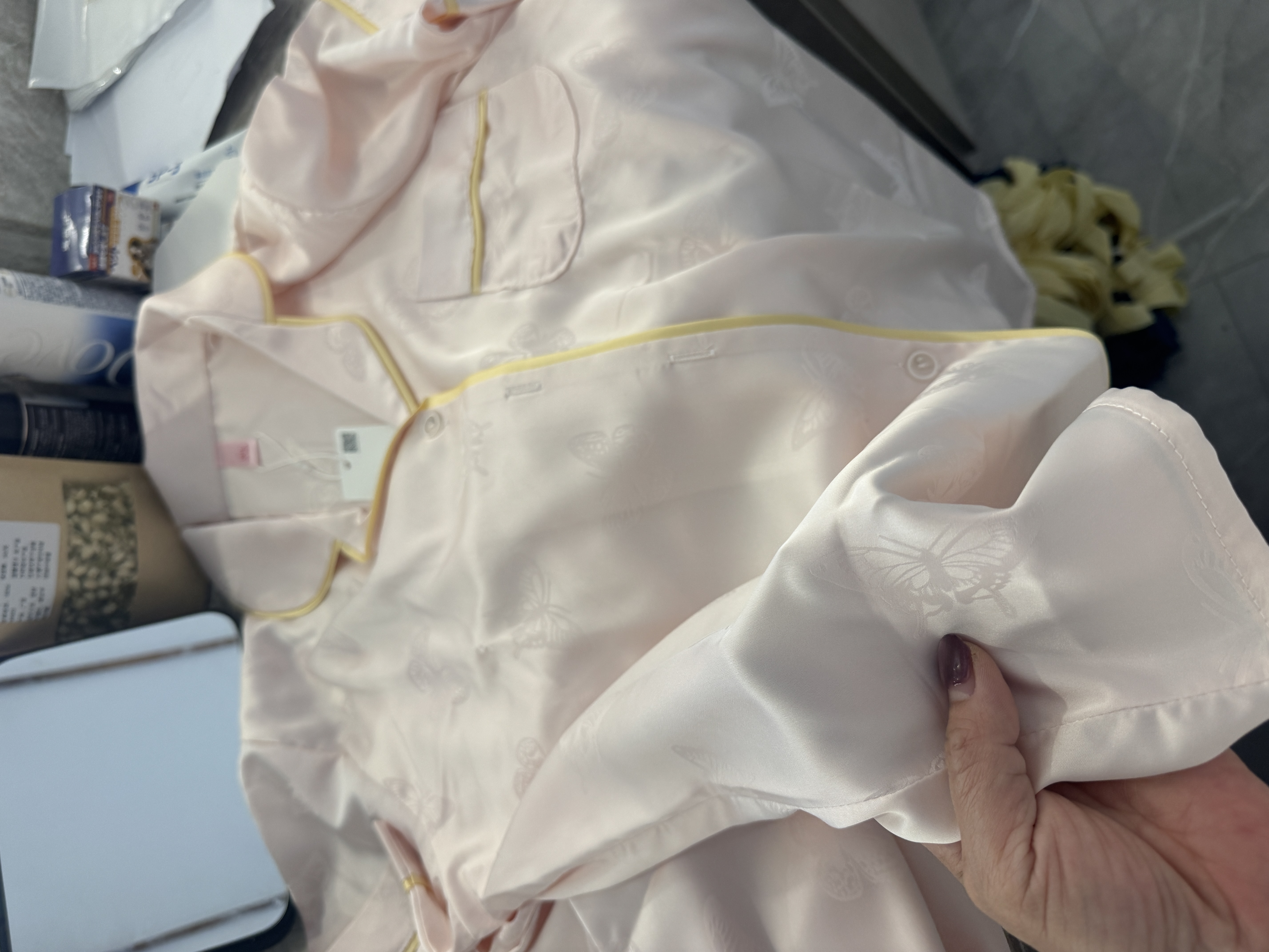 南极人冰丝睡衣女士夏季2026新款可外穿提花短袖长裤高级感家居服套装 L 实拍图