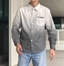 花花公子（PLAYBOY）渐变色衬衫男长袖夏季新款潮翻领免烫宽松休闲上衣男士衬衣外套 G30浅灰 XL 实拍图