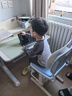 育才儿童学习椅子中小学生写字椅写作业可升降调节家用书桌椅靠背座椅 云感款升降40-52cm+脚踏 蓝色科技皮 实拍图