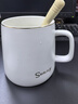 传旗陶瓷马克杯带勺盖咖啡杯牛奶杯早餐杯办公杯男女茶杯描金白400ml 实拍图