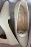 意尔康女鞋粗跟时装鞋浅口套脚高跟鞋工作女单鞋春秋 26905W米白37 实拍图