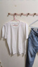 重磅纯棉短袖t恤男高档纯色印花休闲基础款内搭半袖打底衫 白色 M  105-125斤 实拍图