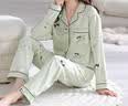 浪莎（LangSha）纯棉睡衣女春秋新款长袖全棉开衫可外穿大码家居服套装 清新小鸟[精梳棉] L [100-115斤] 实拍图