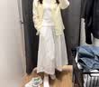 优衣库棉麻打褶长裙女装/半身裙裙子482285 01 乳白色 XS 实拍图
