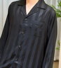 雅鹿冰丝睡衣男春秋夏天家居服男士仿真丝条纹秋季男生四季款套装 NSMLZ-2242-黑色【主推款】 XL 男【125-145斤】 实拍图