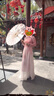 OSKV古装伞油纸伞舞蹈伞绸布演出汉服女男古风防晒装饰古典吊顶伞 乳白色【人间烟火】 绸布伞1把+伞袋 实拍图