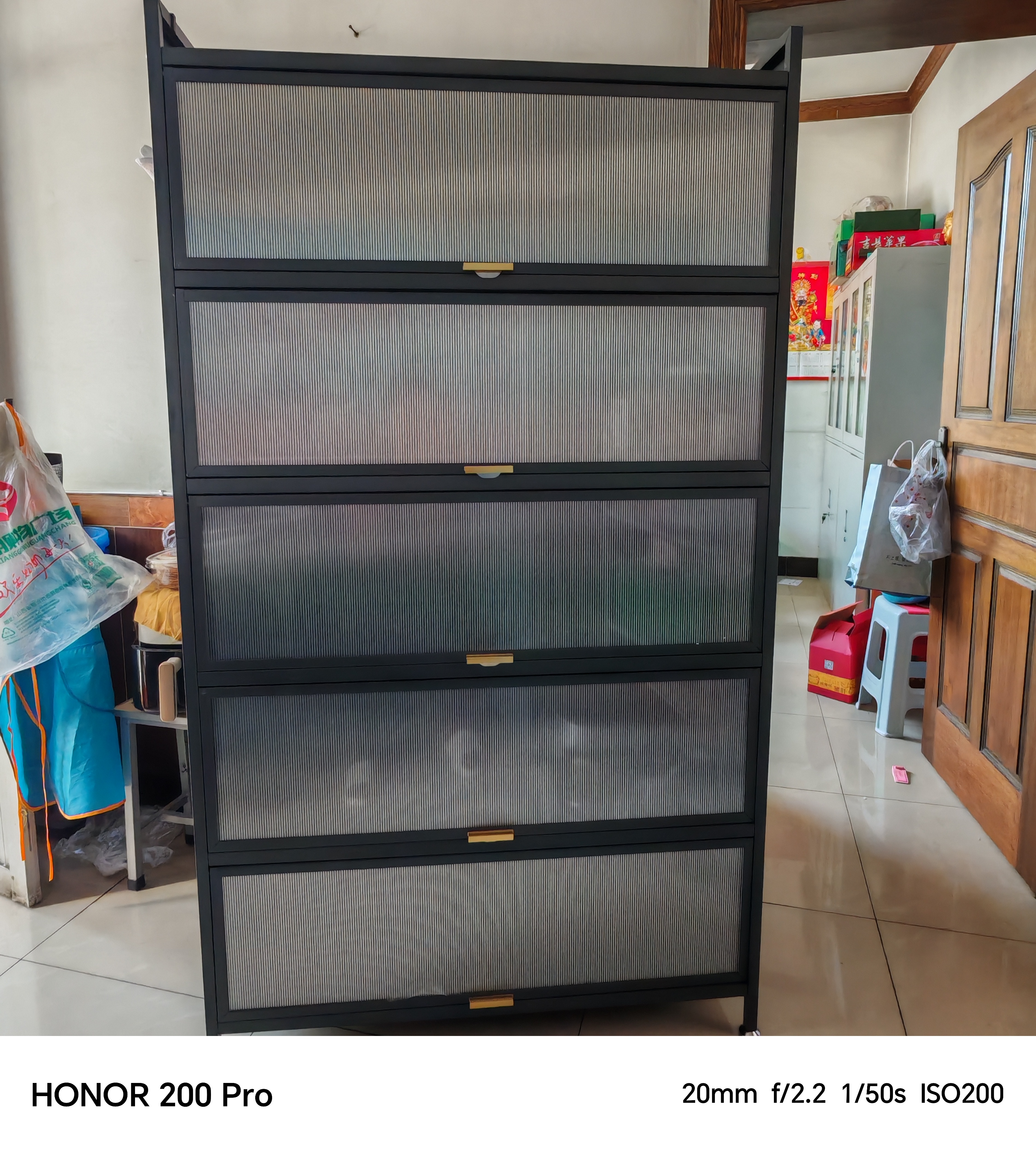 帅仕（shuaishi）厨房用具置物架落地多层餐边柜收纳碗柜家用橱柜微波炉烤箱储物柜 【升级特厚】灰6层100长42深丨高硬度实心门丨特强承重 实拍图