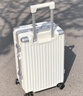 左汀行李箱铝框拉杆箱加厚结实抗压旅行箱登机箱大容量学生密码箱皮箱 烟白色 28英寸 ，适合7-15天长途旅行 实拍图