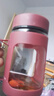 玻璃水杯商务杯大容量男女生带盖泡茶饮水礼品杯家用把手杯 红色500ml1只 实拍图