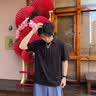WASSUP HERMU官方短袖套装男夏季松弛慵懒风T恤拼接系带V领假两件装休闲POLO衫 白色上衣 XL （推荐120-140斤） 晒单实拍图