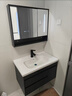 皇生金智能浴室柜陶瓷一体盆洗脸盆柜卫生间卫浴洗漱台简约洗手盆柜组合 轻奢灰+智能镜柜半+陶瓷盆80cm 实拍图