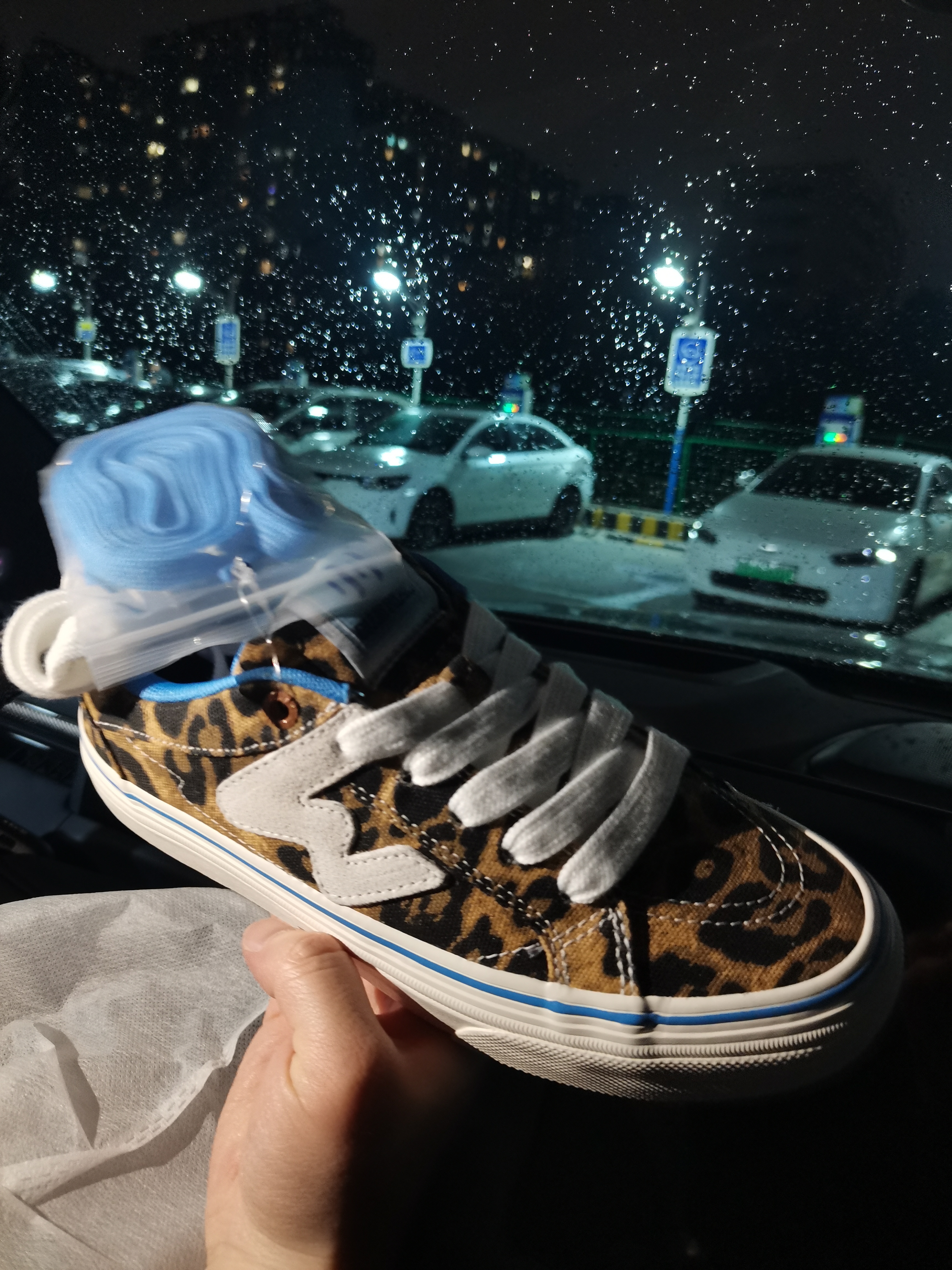 顽刻（ollieskate）豹纹印花春季校园风W帆布拼接低帮男女国潮滑板鞋 Ollie81030/豹纹 37 实拍图