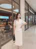 MeetMetro玛依尔轻职场西装连衣裙女2026夏新款简约通勤百褶裙温柔风裙子 浅杏【现货闪电发】 S 晒单实拍图