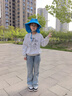 牧萌儿童防晒帽男女童防紫外线遮阳帽户外空顶渔夫帽 立体湖蓝鲨鱼 实拍图