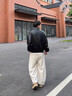 gxgjeans男装 简约设计宽松翻领真皮皮衣夹克外套男士 26春新品 黑色 L (175) 晒单实拍图
