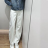 优衣库常规款女装男装宽松廓形牛仔裤/弯刀镰刀裤子479000 482280 482280/00白色 25 /160/64A 实拍图